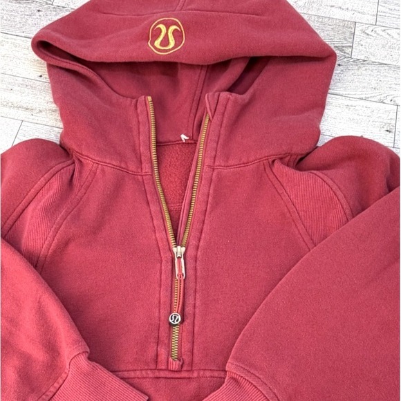 lululemon athletica Tops - Lululemon Womens Scuba Oversized Half Zip Cropped Hoodie Magenta Smoke Gold XS/S